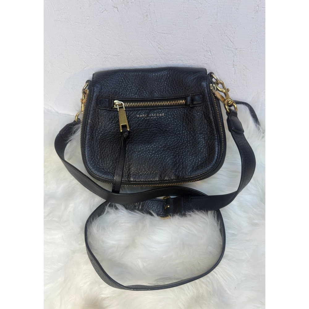 Marc Jacobs Recruit Leather Saddle Bag Black Crossbody M0008137 001 - Picture 11 of 15